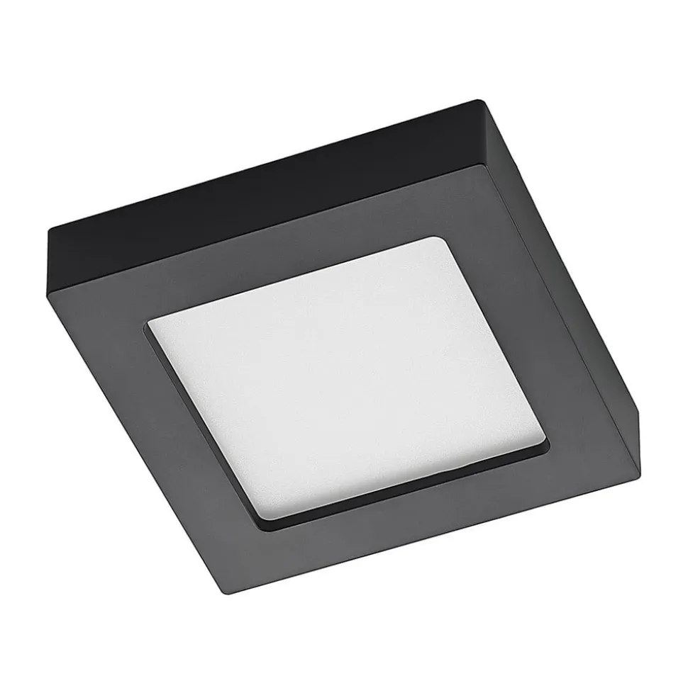 Prios LED-loftlampe Alette, sort, 12 W, CCT, dæmpbar