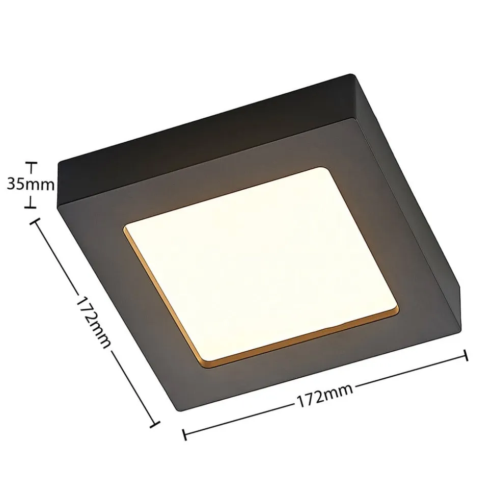 Prios LED-loftlampe Alette, sort, 12 W, CCT, dæmpbar