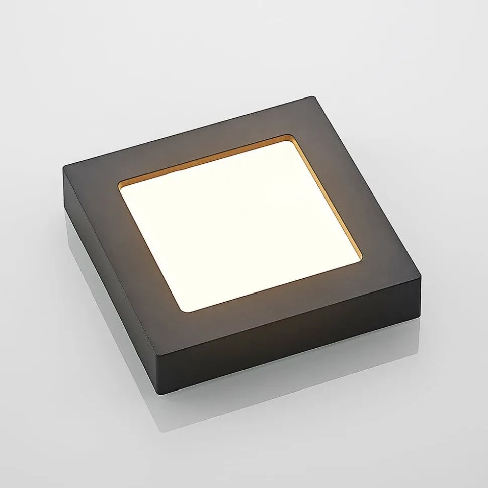 Prios LED-loftlampe Alette, sort, 12 W, CCT, dæmpbar