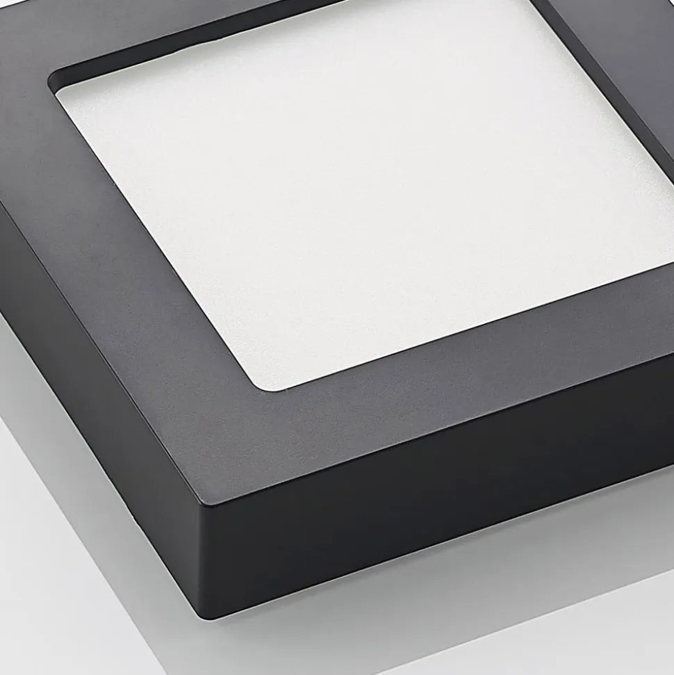 Prios LED-loftlampe Alette, sort, 12 W, CCT, dæmpbar