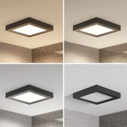 Prios LED-loftlampe Alette, sort, 24 W, CCT, dæmpbar