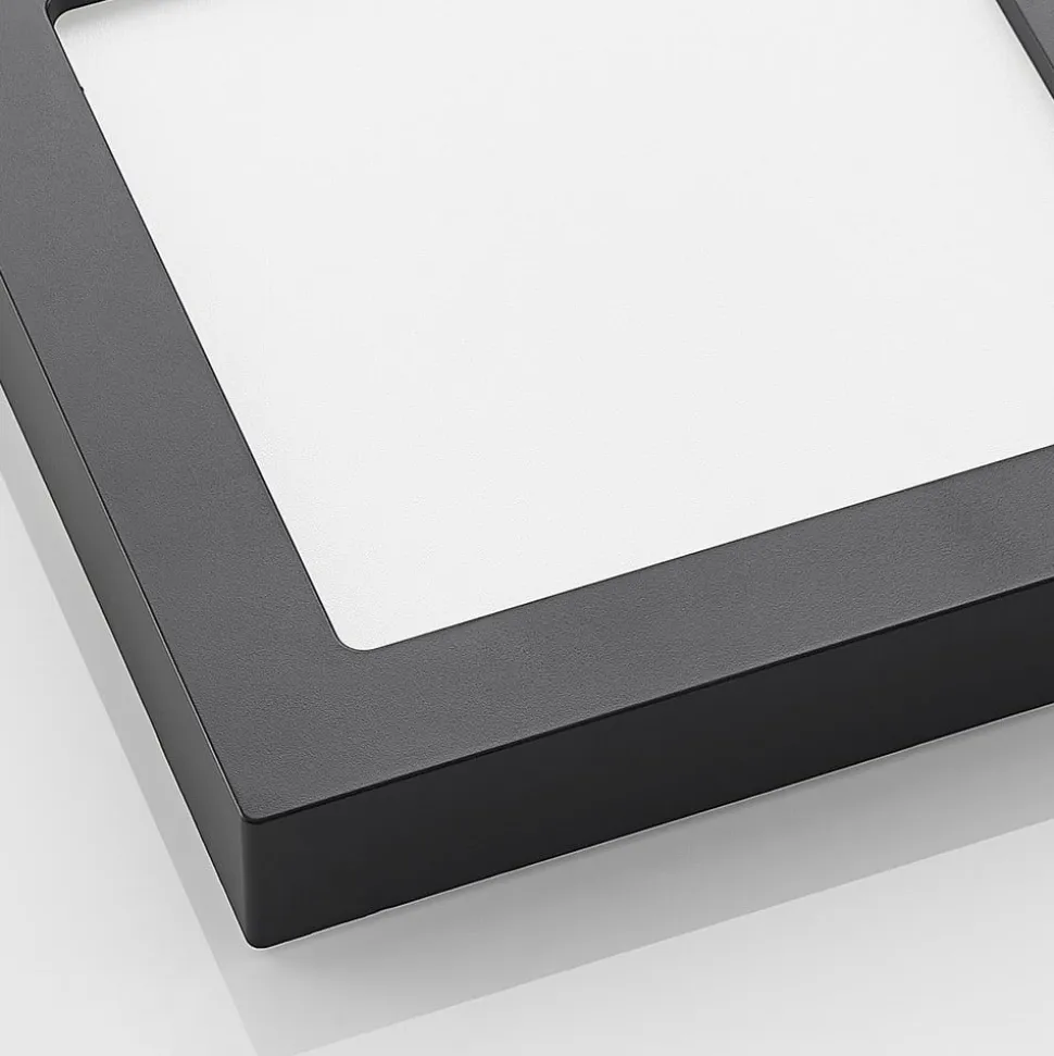 Prios LED-loftlampe Alette, sort, 24 W, CCT, dæmpbar