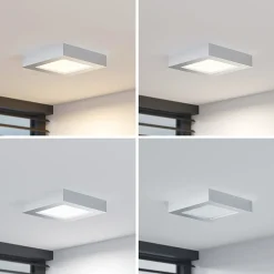 Prios LED-loftlampe Alette, sølv, 17,2 cm, dæmpbar