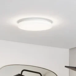 Prios LED-loftlampe Artin, Ø 33 cm, hvid, CCT, IP65