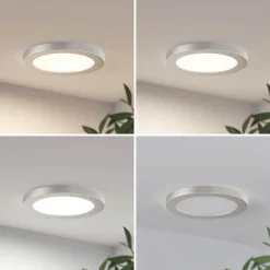 Prios LED-loftlampe Aureka, Ø 23 cm, sølv, metal