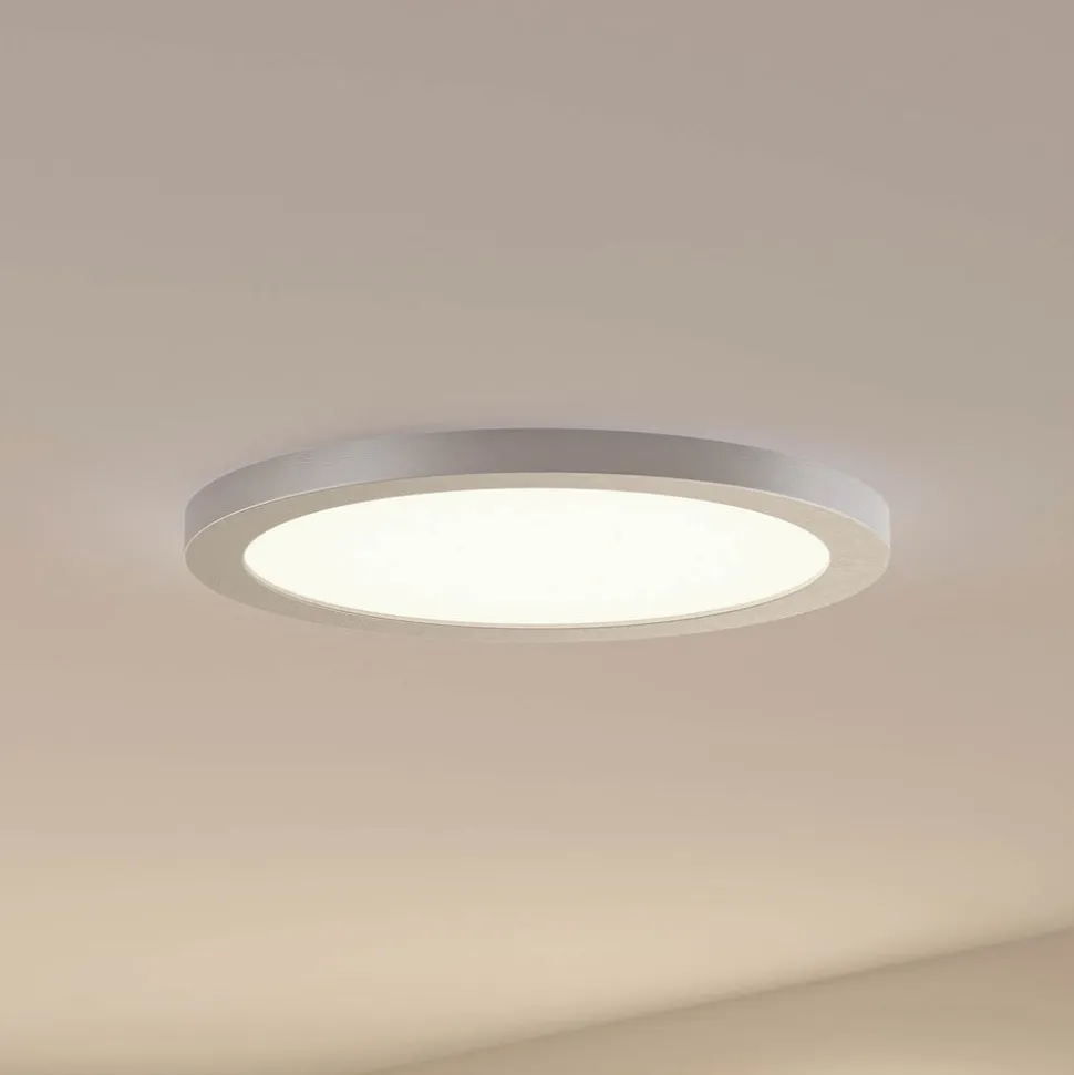 Prios LED-loftlampe Aureka, Ø 33 cm, sølv, metal