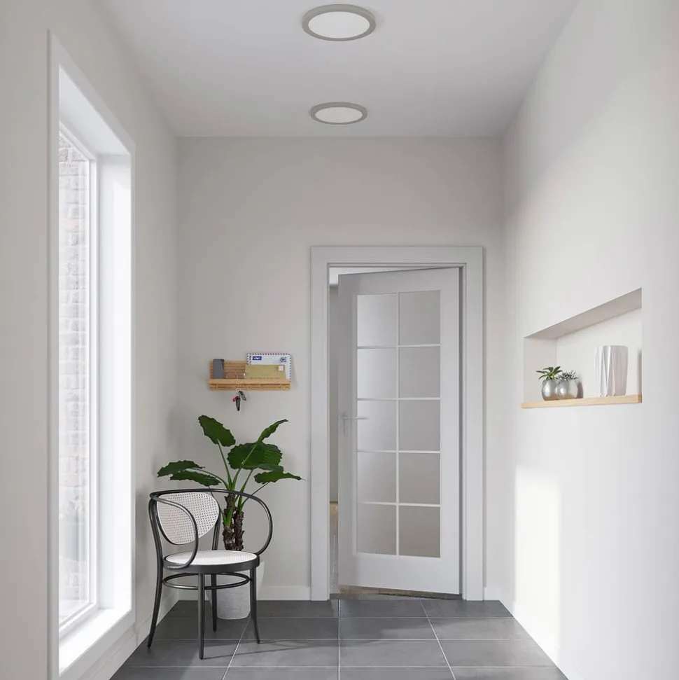 Prios LED-loftlampe Aureka, Ø 33 cm, sølv, metal