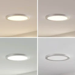 Prios LED-loftlampe Aureka, Ø 33 cm, sølv, metal