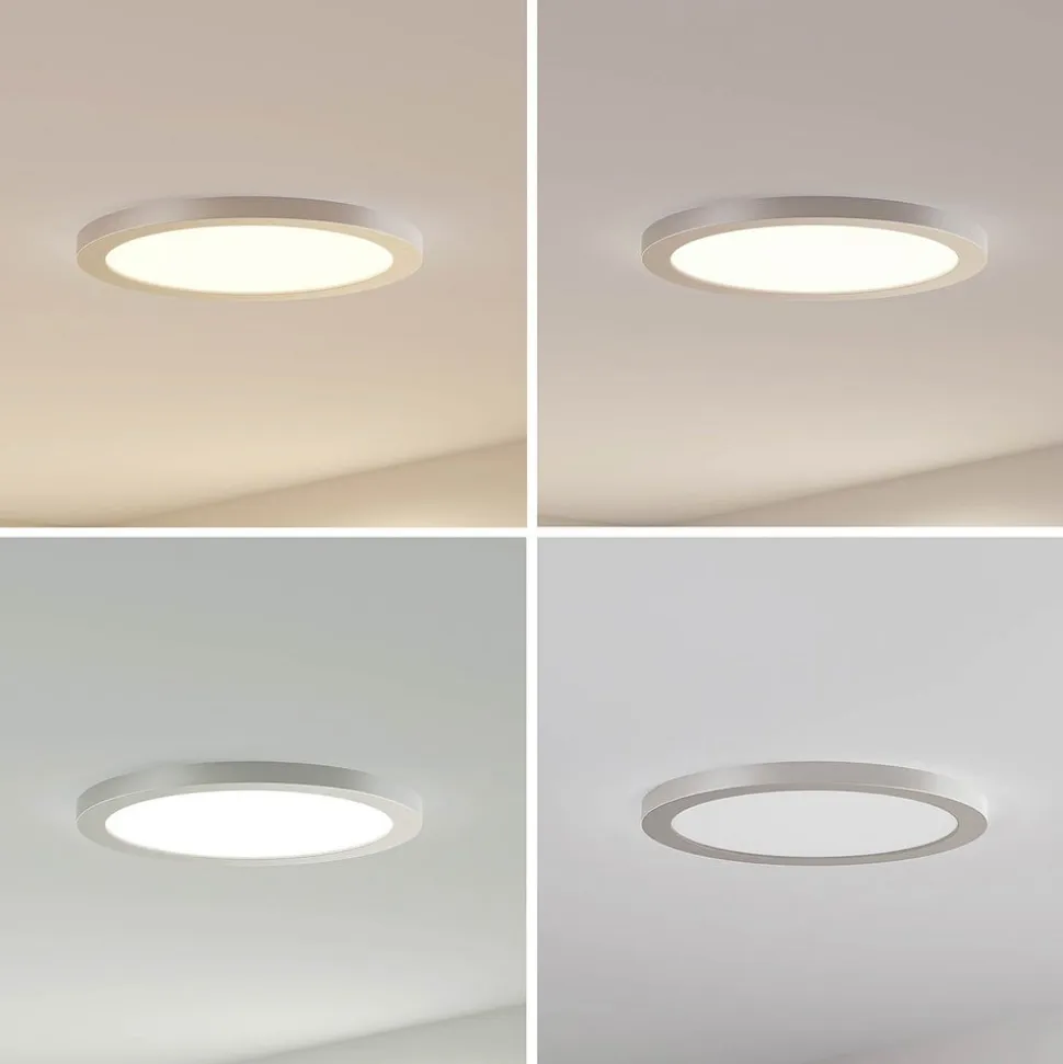 Prios LED-loftlampe Aureka, Ø 33 cm, sølv, metal