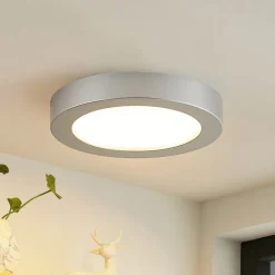 Prios LED-loftlampe Edwina, sølv, 23 cm, sæt med 10 stk