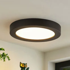 Prios LED-loftlampe Edwina, sort, 23 cm, CCT, IP44