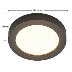 Prios LED-loftlampe Edwina, sort, 23 cm, CCT, IP44