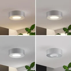 Prios LED-loftlampe Edwina, sølv, 12 cm, sæt med 3 stk