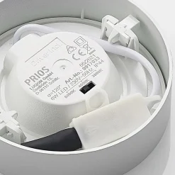 Prios LED-loftlampe Edwina, sølv, 12 cm, sæt med 3 stk