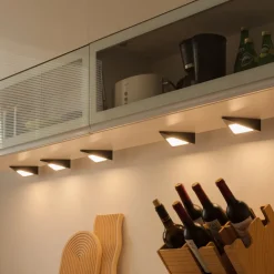 Prios Odia LED-underskabsbelysning, sort, sæt med 5 stk