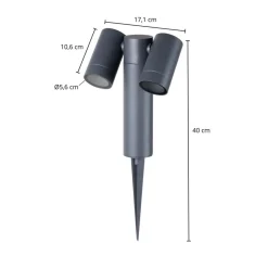 Prios spot med jordspyd Tulimar, 40 cm, antracit, 2 lyskilder