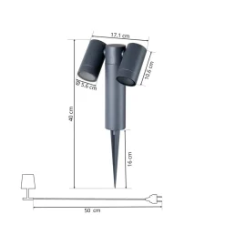 Prios spot med jordspyd Tulimar, 40 cm, antracit, 2 lyskilder