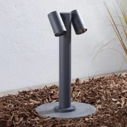 Prios Tulimar sokkellampe, 45 cm, antracit, 2 lyskilder, aluminium