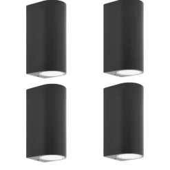 Prios udendørs væglampe Tetje, sort, rund, 16 cm, sæt med 4 stk