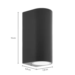 Prios udendørs væglampe Tetje, sort, rund, 16 cm, sæt med 4 stk