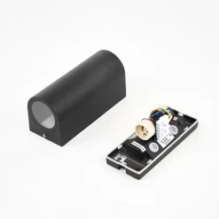 Prios udendørs væglampe Tetje, sort, rund, 16 cm, sæt med 4 stk