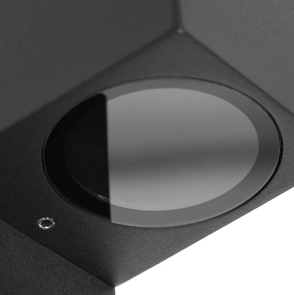 Prios udendørs væglampe Tetje, sort, kantet, sensor