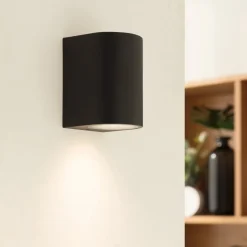 Prios udendørs væglampe Tetje, sort, rund, 10 cm