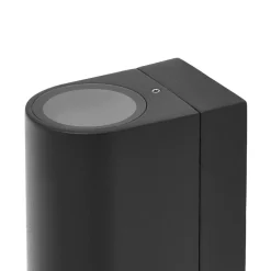 Prios udendørs væglampe Tetje, sort, rund, sensor