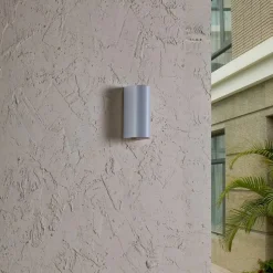 Prios udendørs væglampe Tetje, hvid, rund, 16 cm