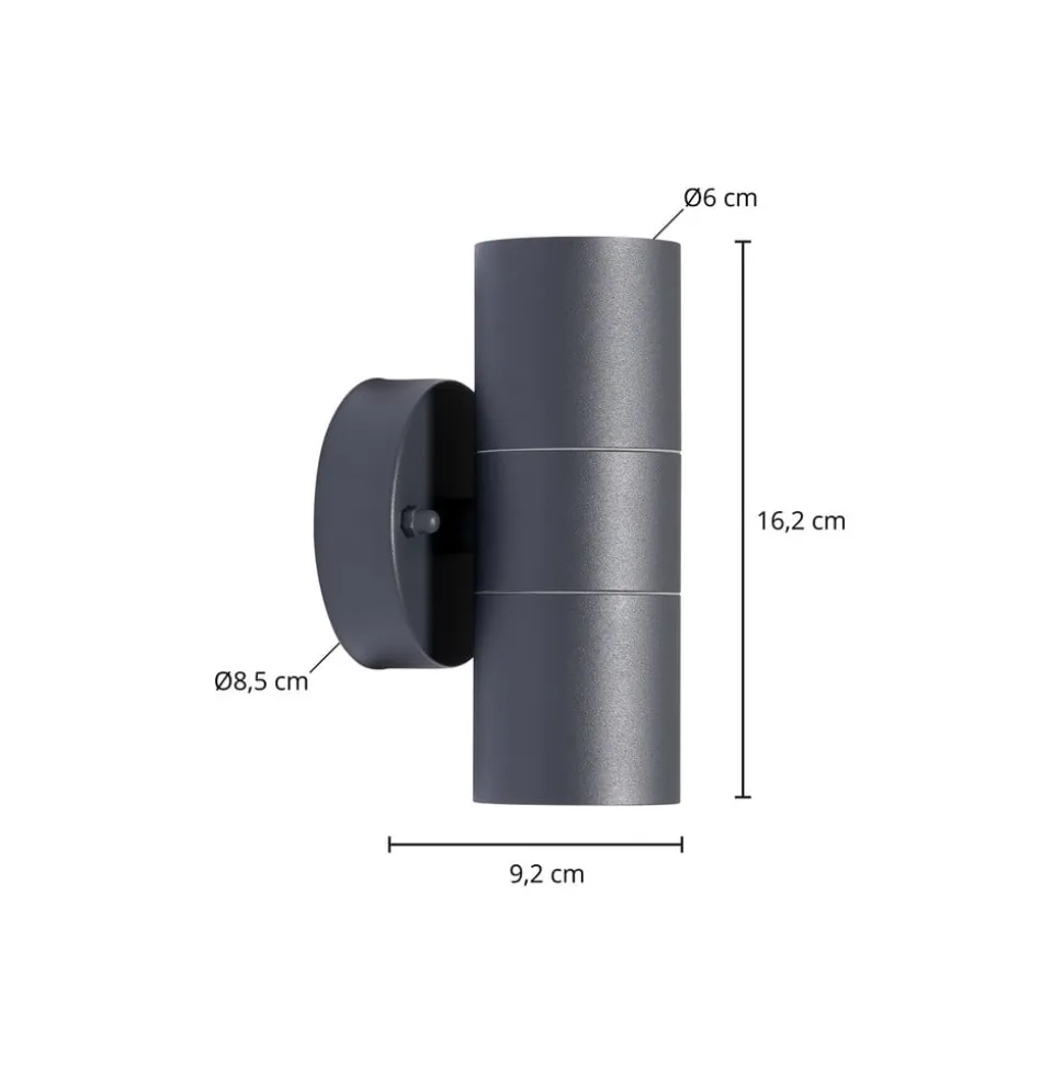 Prios udendørs væglampe Tulimar, 2 lyskilder, antracit, metal