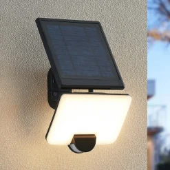 Prios Yahir LED-solcellevægspot, sensor, sort