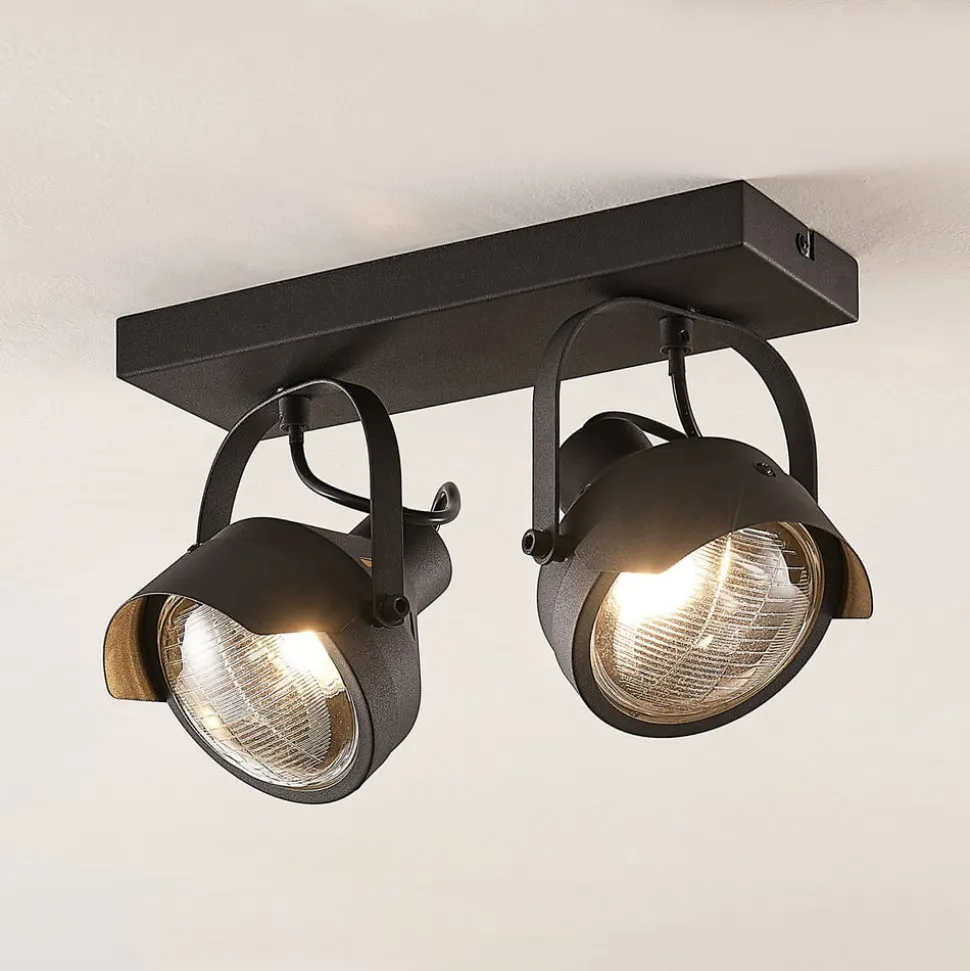 Projektør-loftspot Henega, sort med 2 lyskilder