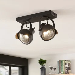 Projektør-loftspot Henega, sort med 2 lyskilder