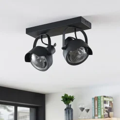 Projektør-loftspot Henega, sort med 2 lyskilder