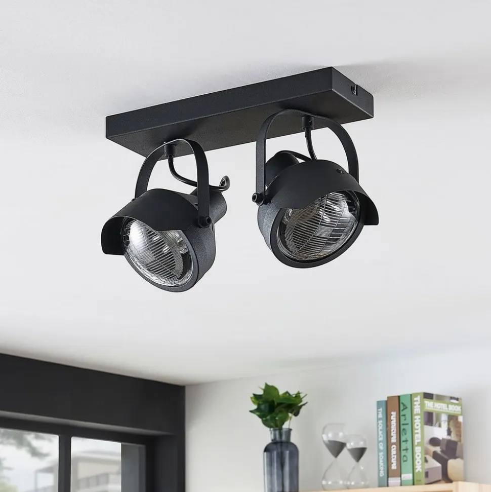Projektør-loftspot Henega, sort med 2 lyskilder