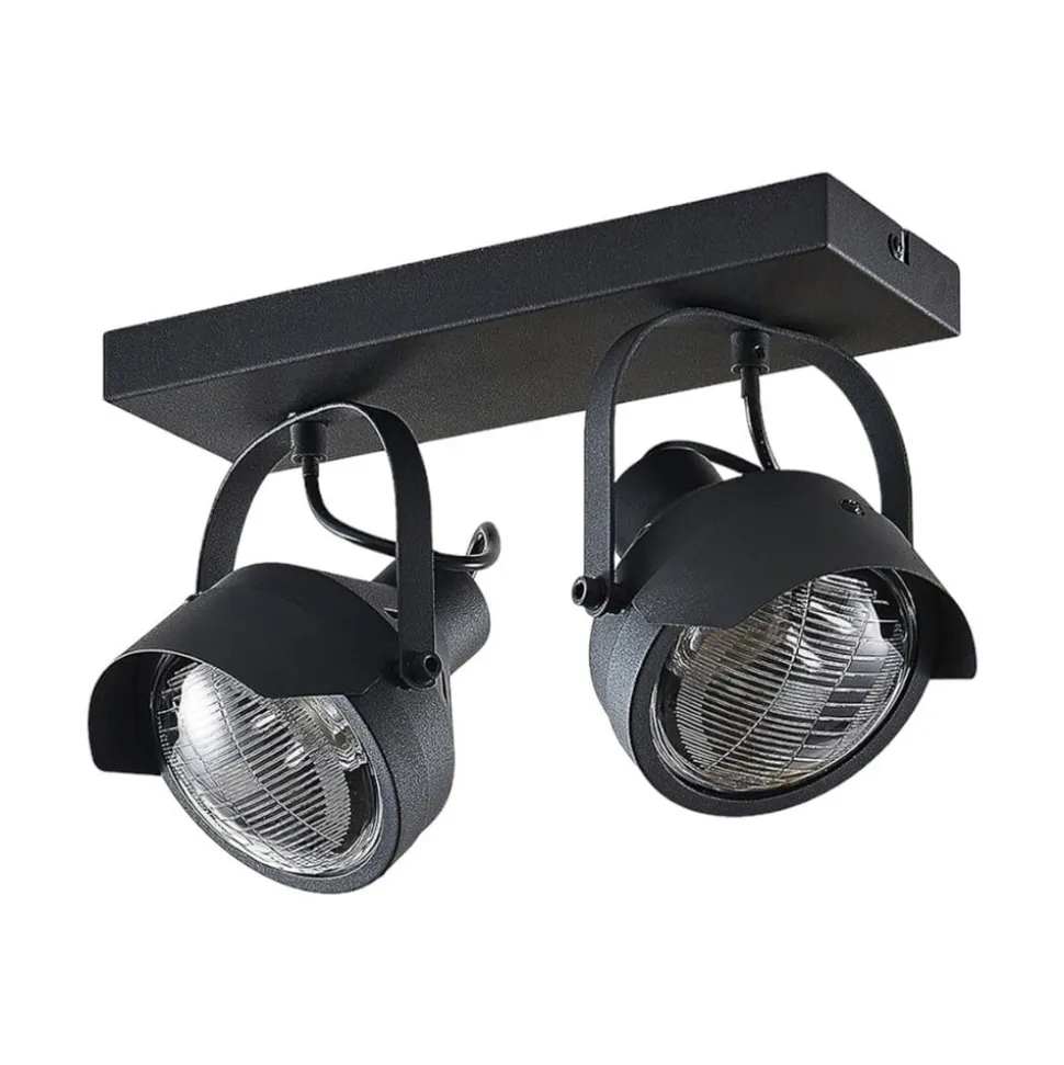 Projektør-loftspot Henega, sort med 2 lyskilder
