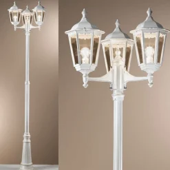 Puchberg lygtepæl 3 lyskilder, 255 cm, hvid-guld