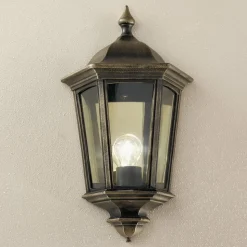 Puchberg udendørs væglampe, direkte, sort-guld