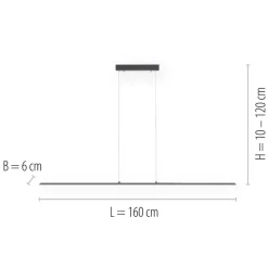 PURE LED hængelampe Lite, antracit, 160 cm, CCT, dæmpbar