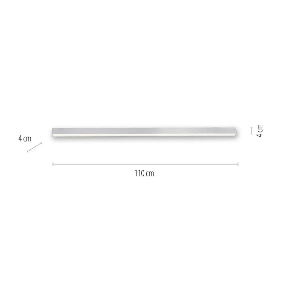 PURE LED-loftlampe Lines, 110 cm, sølv, CCT, fjernbetjening
