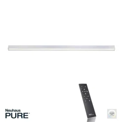 PURE LED-loftlampe Lines, 110 cm, sølv, CCT, fjernbetjening