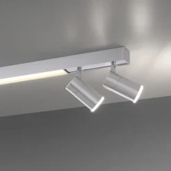 PURE LED-loftlampe Lines, 120 cm, sølv, fjernbetjening