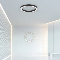 PURE LED-loftlampe Lines, Ø 50 cm, antracit, CCT, fjernbetjening