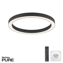 PURE LED-loftlampe Lines, Ø 50 cm, antracit, CCT, fjernbetjening