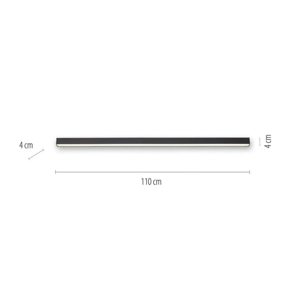 PURE LED-loftlampe Lines, 110 cm, antracit, CCT, fjernbetjening