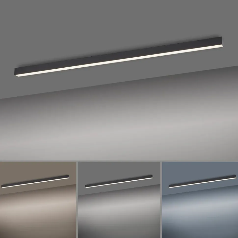 PURE LED-loftlampe Lines, 110 cm, antracit, CCT, fjernbetjening