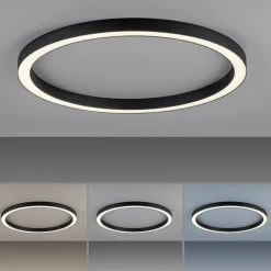 PURE LED-loftlampe Lines, Ø 70 cm, antracit, CCT, fjernbetjening