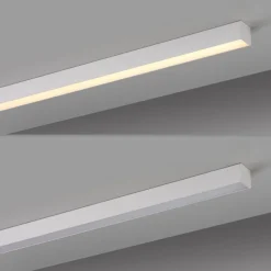 PURE LED-loftlampe Lines, hvid, 110 cm, CCT, fjernbetjening