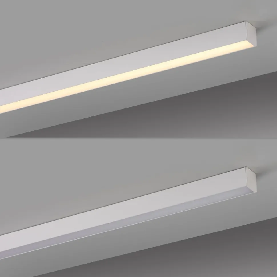PURE LED-loftlampe Lines, hvid, 110 cm, CCT, fjernbetjening