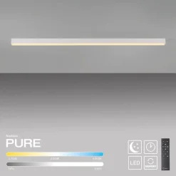 PURE LED-loftlampe Lines, hvid, 110 cm, CCT, fjernbetjening